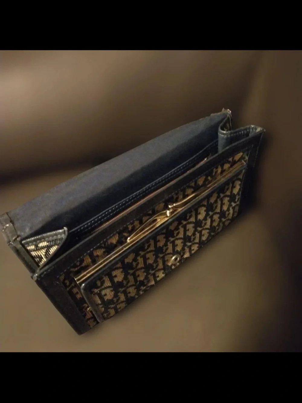 Dior Brown and Black Monogram Clutch